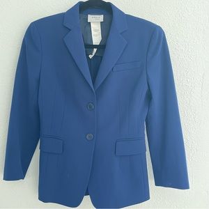 Akris Punto Blue Viscose Wool Double Button Lapel Collar Blazer Jacket Size 4
